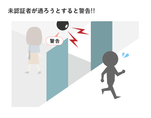 未認証者が通ろうとすると警告！！